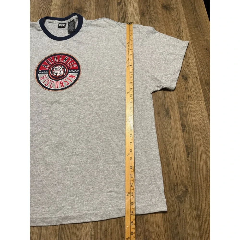 State Of Mine Shirts Mens Size XXL Ash Gray Shorts Sleeve Wisconsin Ringer Patch